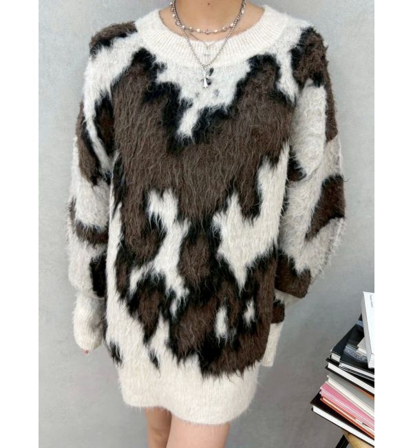 EVRIS「アニマルシャギーオーバーサイズニットトップス」|ニット・セーター|