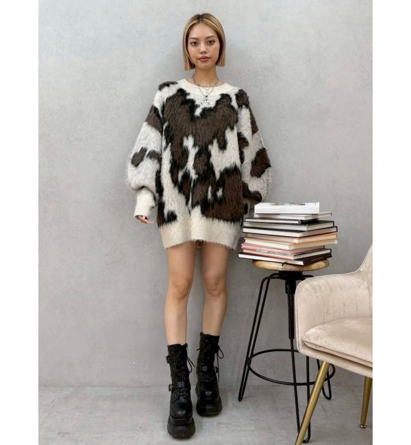 EVRIS「アニマルシャギーオーバーサイズニットトップス」|ニット・セーター|