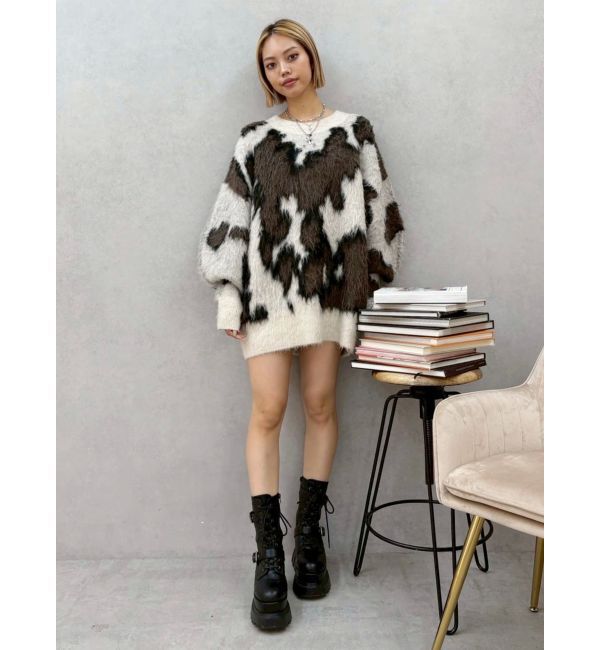 EVRIS「アニマルシャギーオーバーサイズニットトップス」|ニット・セーター|