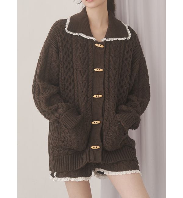 merry jenny「toggle button knit cardigan」|カーディガン|ブラウン