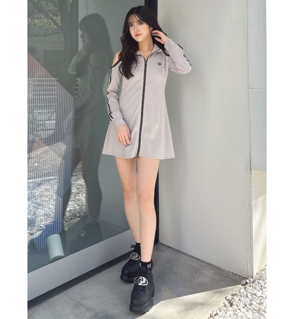 GYDA「GD track 2ラインオープンショルダーフレアワンピース」|ワンピース|