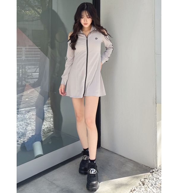 GYDA「GD track 2ラインオープンショルダーフレアワンピース」|ワンピース|