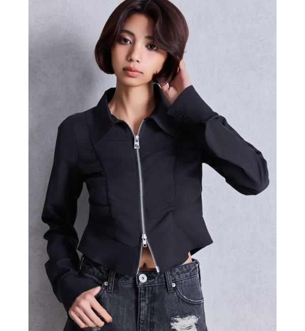 GYDA「W ZIPギャザータイトシャツ」|シャツ・ブラウス|