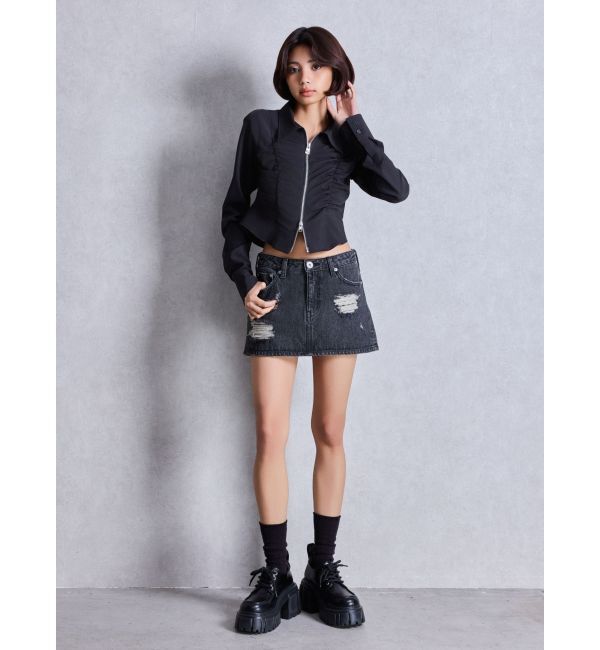 GYDA「W ZIPギャザータイトシャツ」|シャツ・ブラウス|