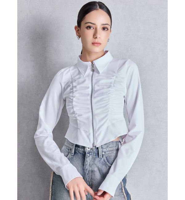 GYDA「W ZIPギャザータイトシャツ」|シャツ・ブラウス|