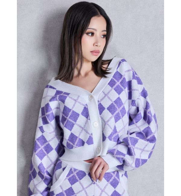 GYDA「アーガイルニットカーディガン」|カーディガン|