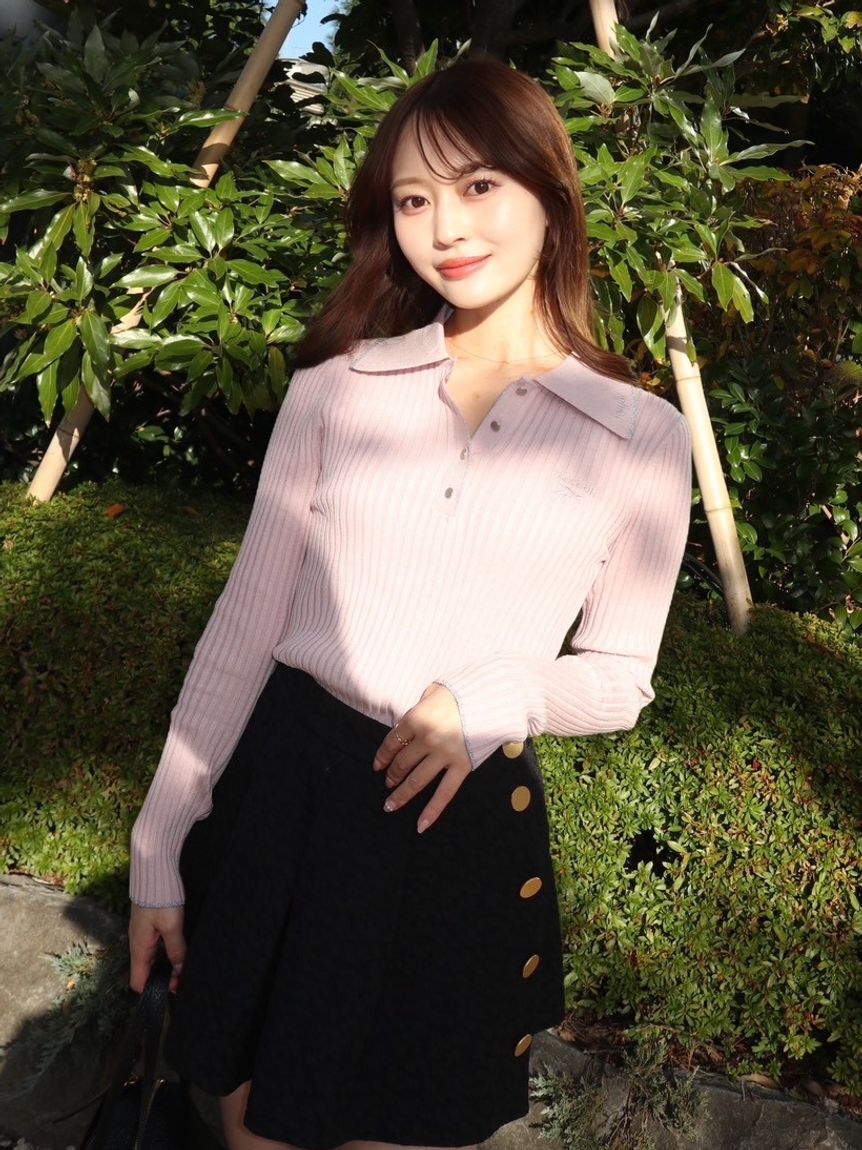 FRAY I.D「【Reebok&times; FRAY I.D】ラメリブポロカラーニット」|ニット・セーター|