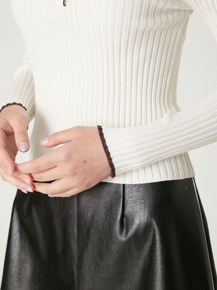 FRAY I.D「【Reebok&times; FRAY I.D】ラメリブポロカラーニット」|ニット・セーター|