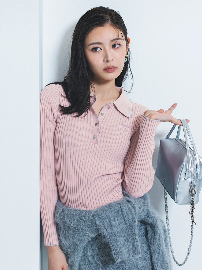 FRAY I.D「【Reebok&times; FRAY I.D】ラメリブポロカラーニット」|ニット・セーター|