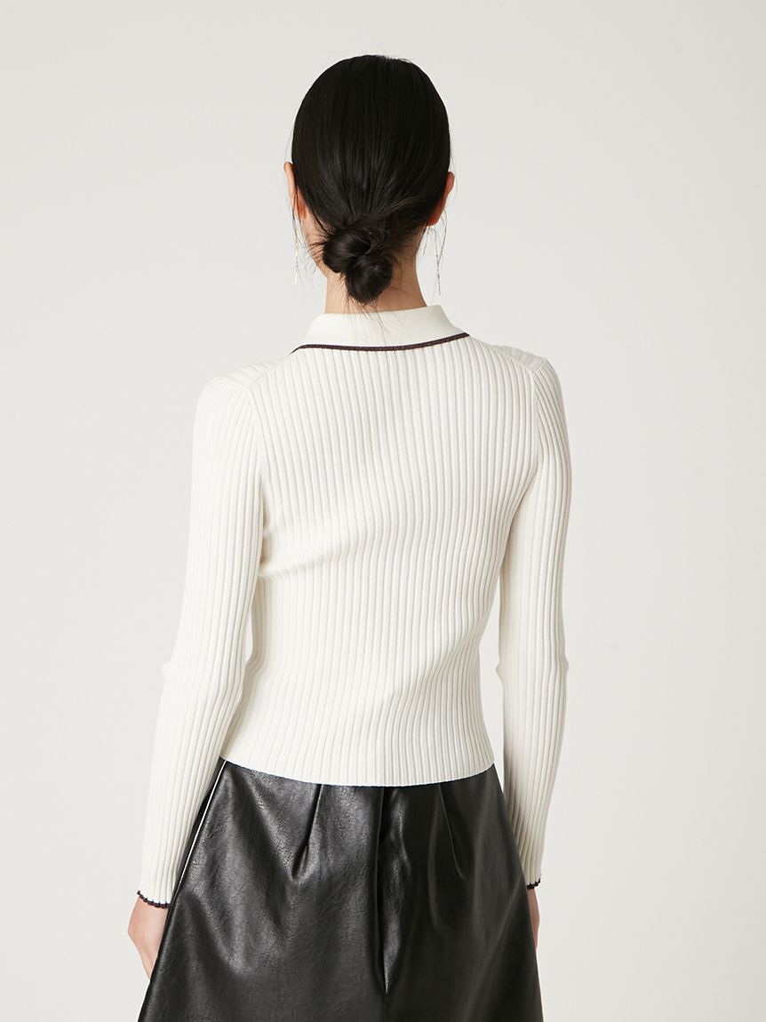 FRAY I.D「【Reebok&times; FRAY I.D】ラメリブポロカラーニット」|ニット・セーター|