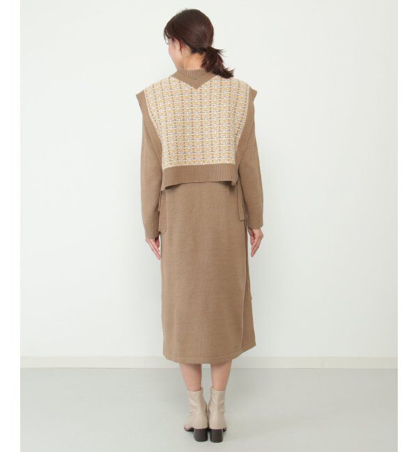ikka「【2点セット】ニットベストワンピースアンサンブル」|ワンピース|