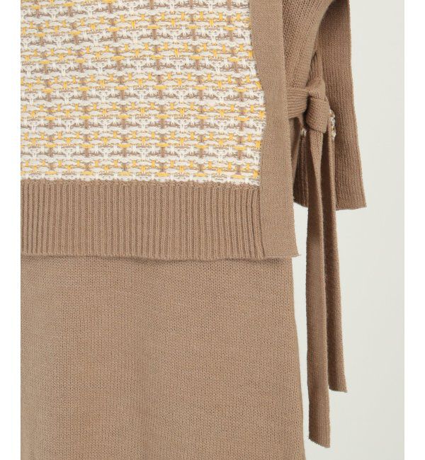 ikka「【2点セット】ニットベストワンピースアンサンブル」|ワンピース|