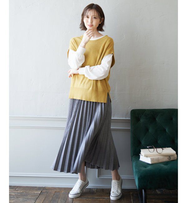 ikka「ウーリッシュフラノプリーツスカート」|スカート|