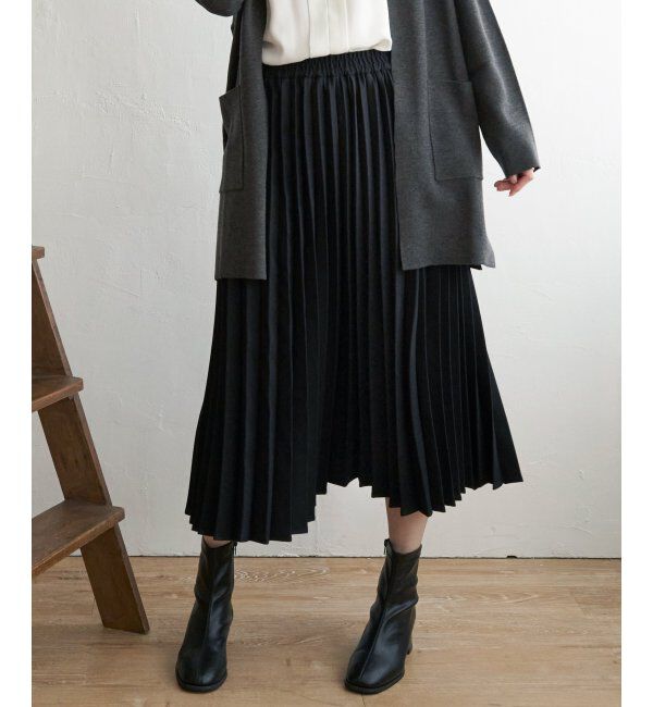 ikka「ウーリッシュフラノプリーツスカート」|スカート|ブラック