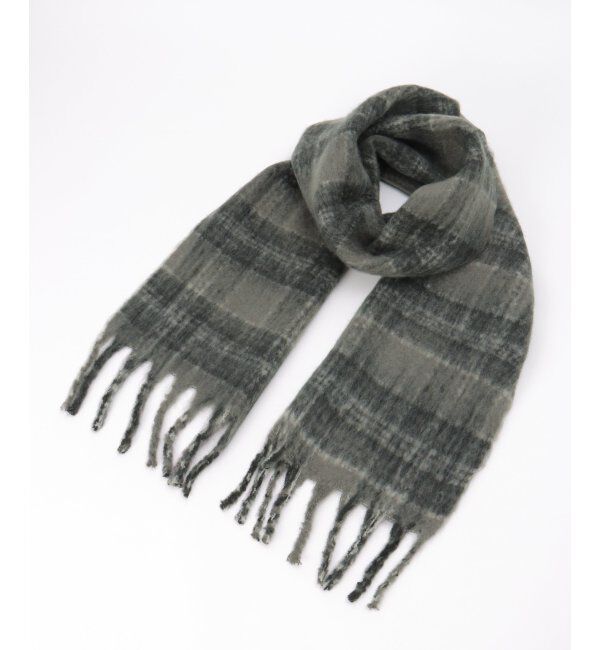 ikka「ブークレー細幅マフラー」|マフラー|ブラック