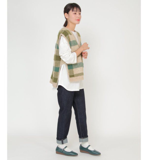 Lbc with Life「ジャカードフェザーチェックベスト」|ニット・セーター|