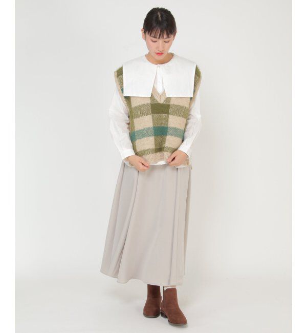 Lbc with Life「ジャカードフェザーチェックベスト」|ニット・セーター|