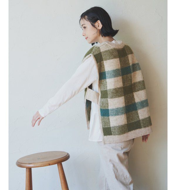 Lbc with Life「ジャカードフェザーチェックベスト」|ニット・セーター|