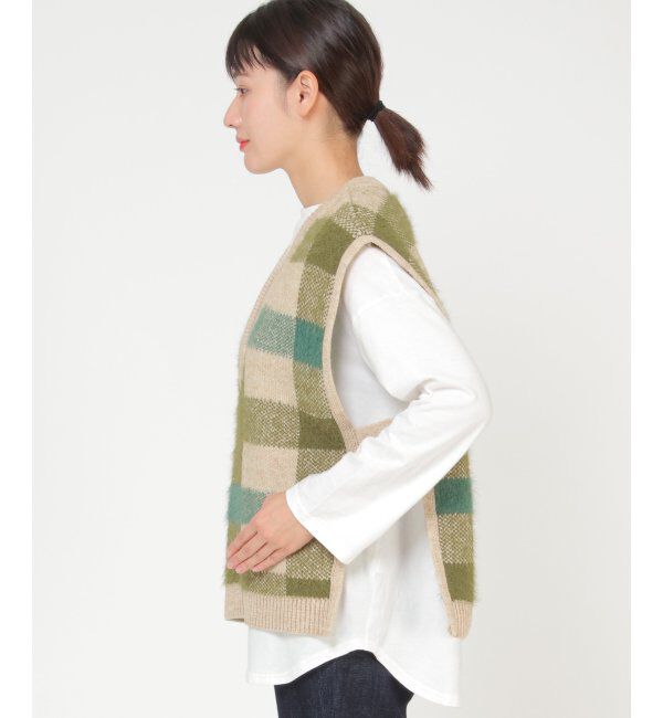 Lbc with Life「ジャカードフェザーチェックベスト」|ニット・セーター|