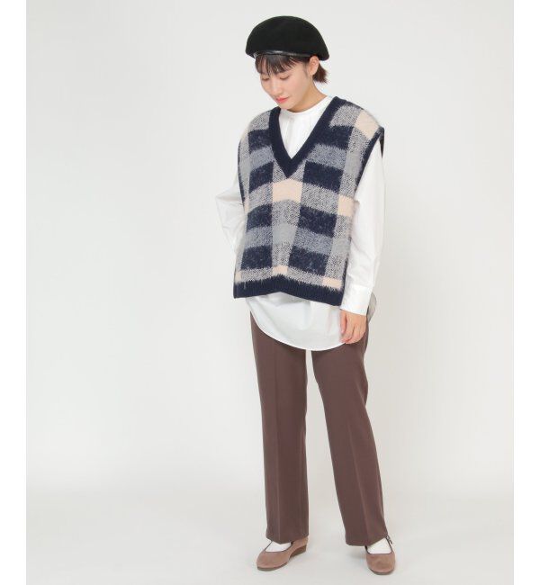 Lbc with Life「ジャカードフェザーチェックベスト」|ニット・セーター|