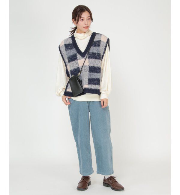 Lbc with Life「ジャカードフェザーチェックベスト」|ニット・セーター|