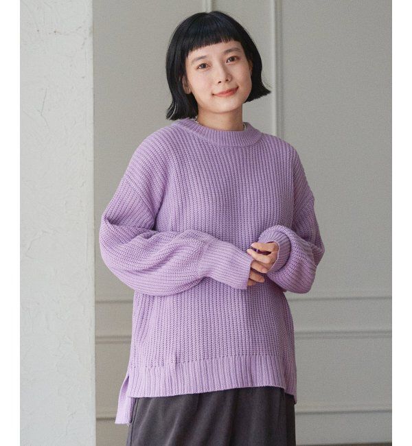 Lbc with Life「畦ビッグシルエットカラーニット」|カーディガン|