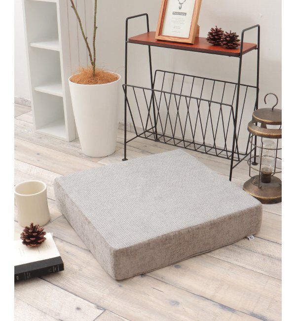 Lbc with Life「ベロアコンビシートクッション スクエア H8cm」|クッション・クッションカバー|グレー