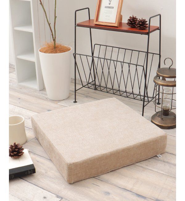 Lbc with Life「ベロアコンビシートクッション スクエア H8cm」|クッション・クッションカバー|ベージュ