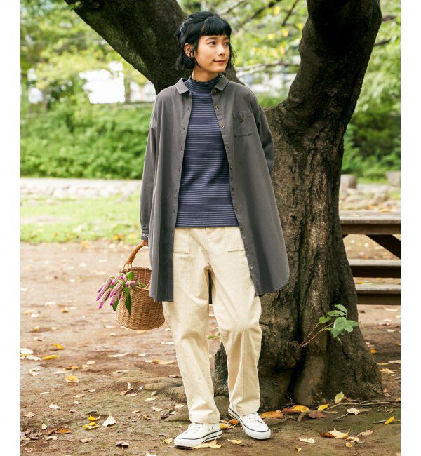 Lbc with Life「エクリュ ミニポケ刺繍シャツワンピース」|ワンピース|