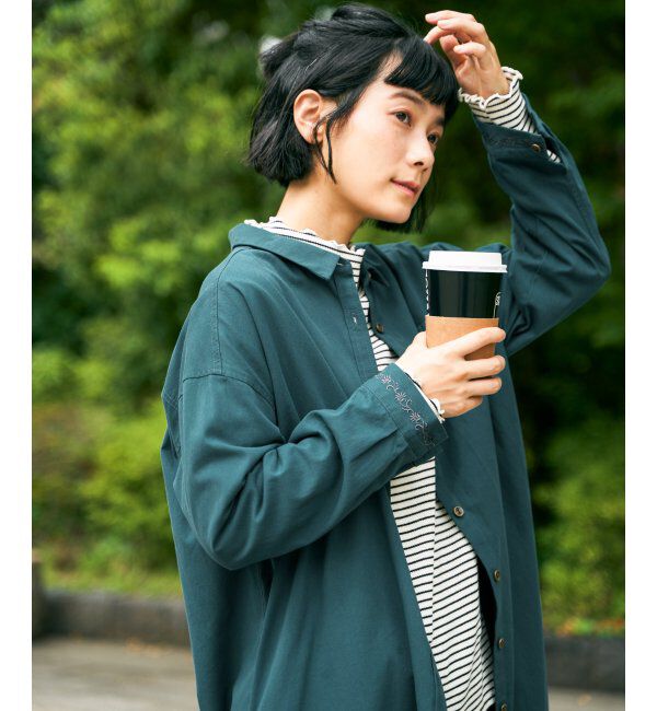 Lbc with Life「エクリュ ミニポケ刺繍シャツワンピース」|ワンピース|