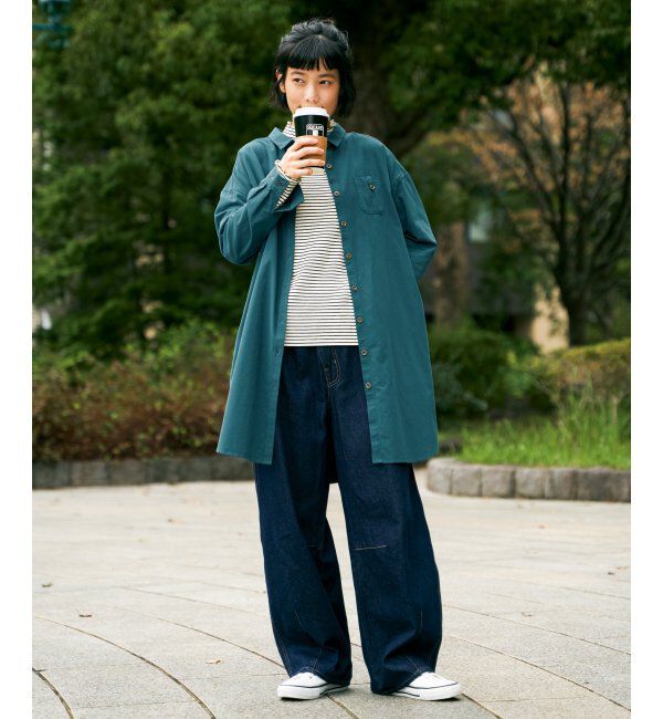 Lbc with Life「エクリュ ミニポケ刺繍シャツワンピース」|ワンピース|