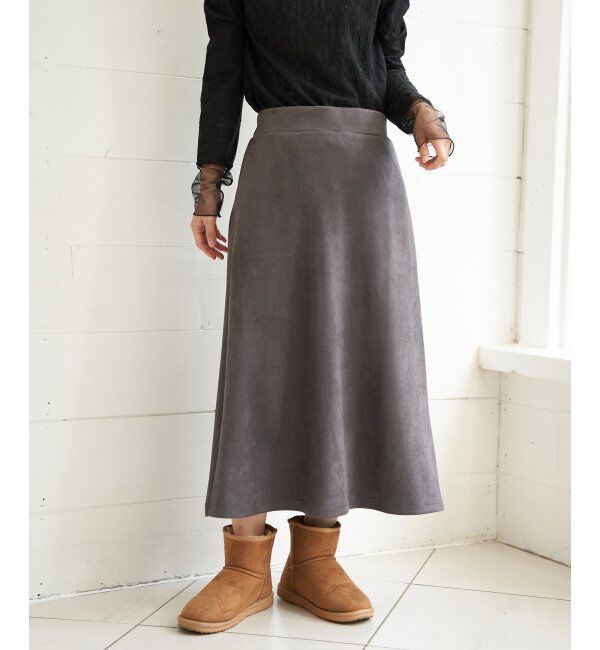 Lbc with Life「スエードポンチロングスカート」|スカート|チャコール