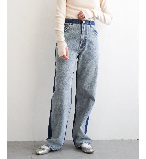 VENCE share style「センター切り替えワイドデニムパンツ」|デニム|