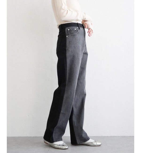 VENCE share style「センター切り替えワイドデニムパンツ」|デニム|