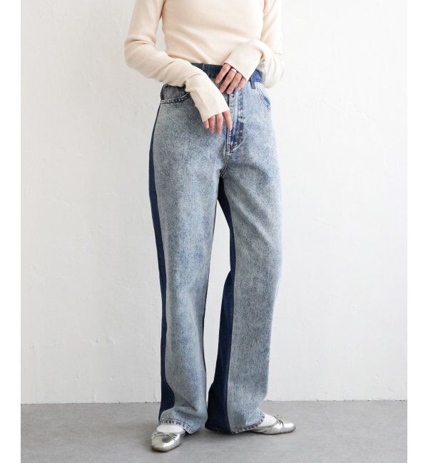 VENCE share style「センター切り替えワイドデニムパンツ」|デニム|