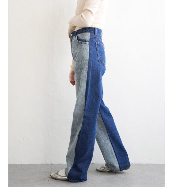 VENCE share style「センター切り替えワイドデニムパンツ」|デニム|