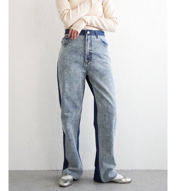 VENCE share style「センター切り替えワイドデニムパンツ」|デニム|