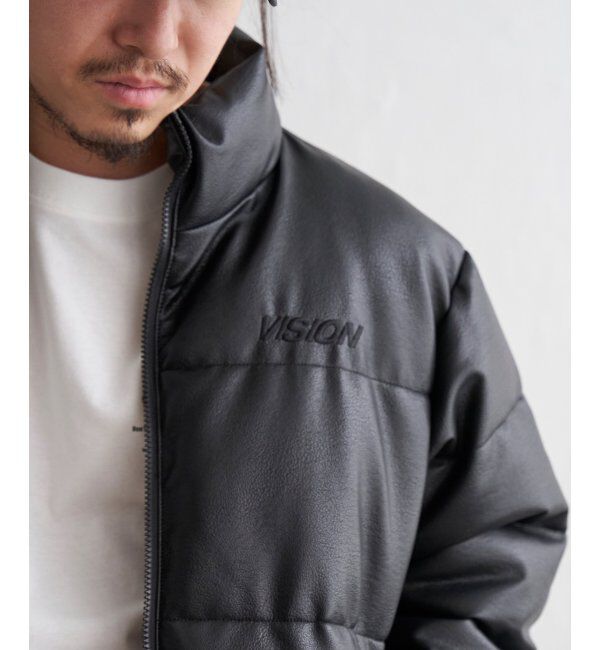 VENCE share style「【ユニセックス】VISION STREET WEAR ヴィジョンストリートウェア 中綿フェイクレザーブルゾン」|ブルゾン・スタジャン|