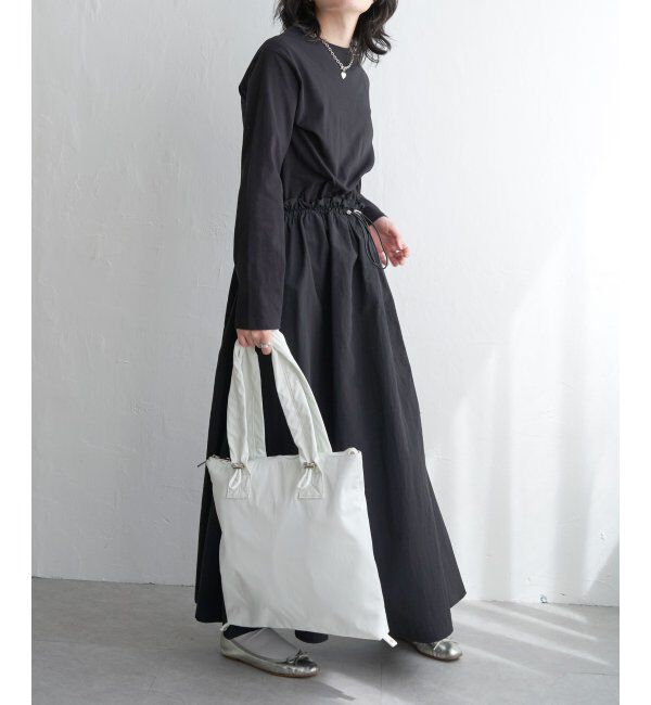 VENCE share style「綿天竺&times;合繊ワンピース」|ワンピース|ブラック