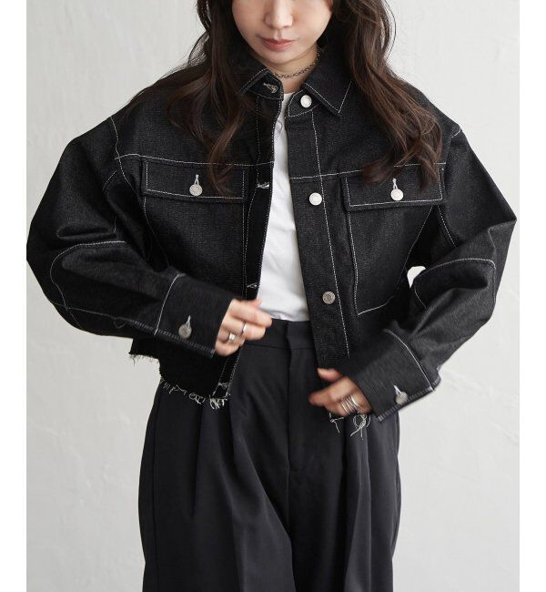 VENCE share style「リジットデニムショートジャケット」|その他|ブラック