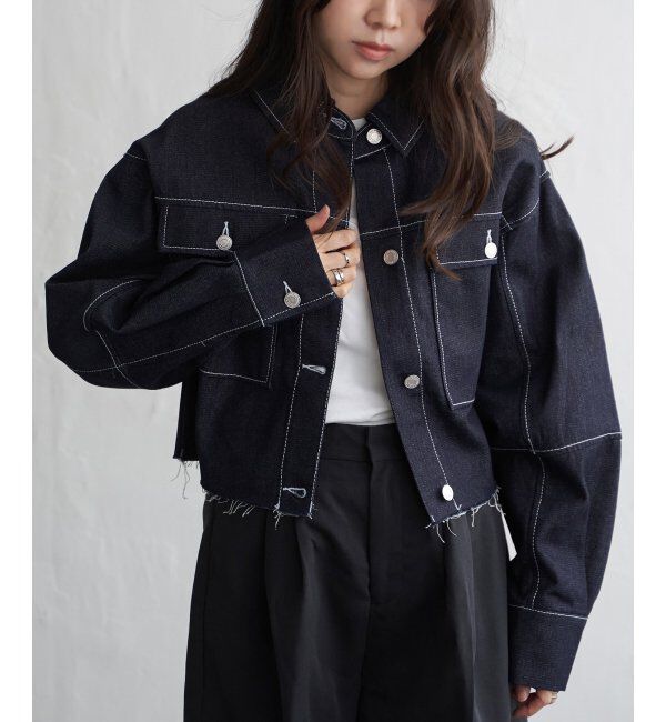 VENCE share style「リジットデニムショートジャケット」|その他|ブルー