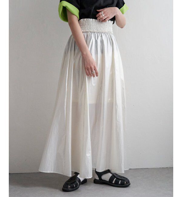 VENCE share style「メタリックギャザースカート」|スカート|オフホワイト