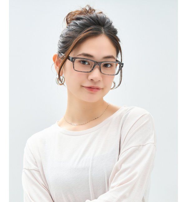  「ウェリントン型 メガネ | 太縁 黒縁フレーム｜伊達メガネ 度付きメガネ｜ユニセックス 黒  レンズ交換券付」|メガネ|グレー