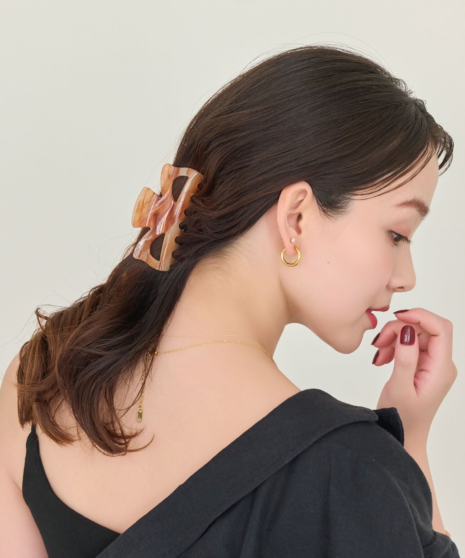 Phoebe「マーブルカラーバンスクリップ　ブラウン」|その他|