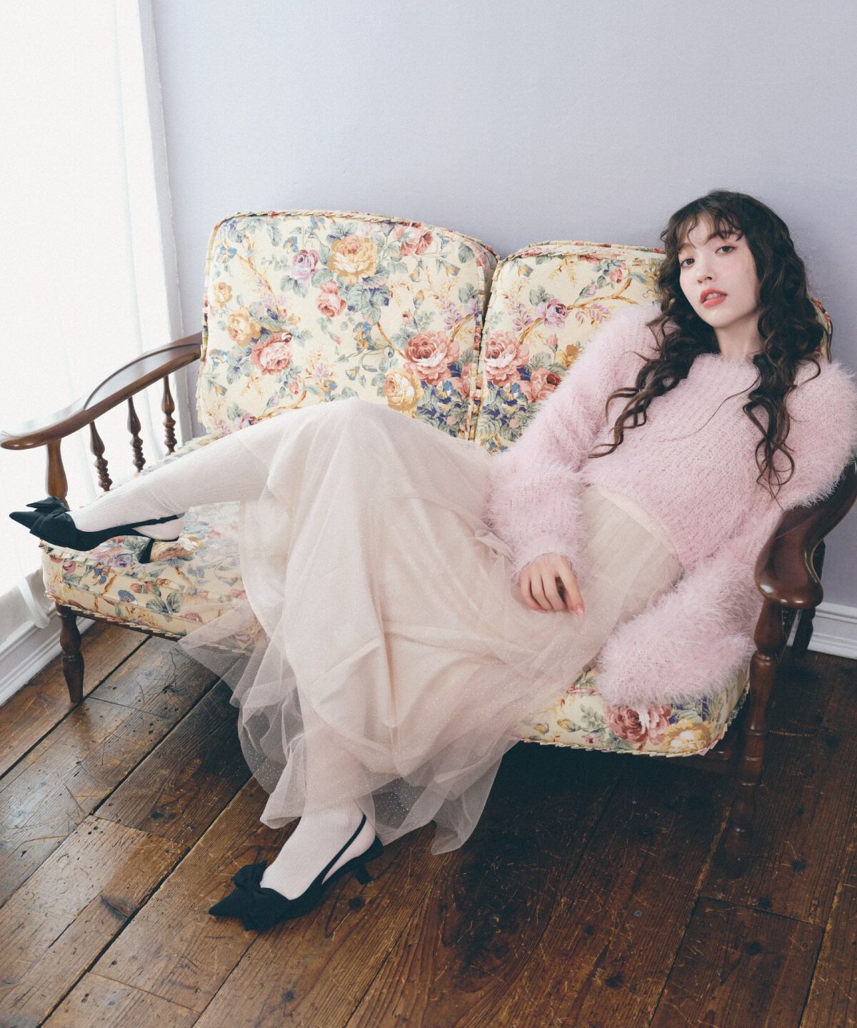 REDYAZEL「ラメチュールアシメティアードスカート」|フレア|