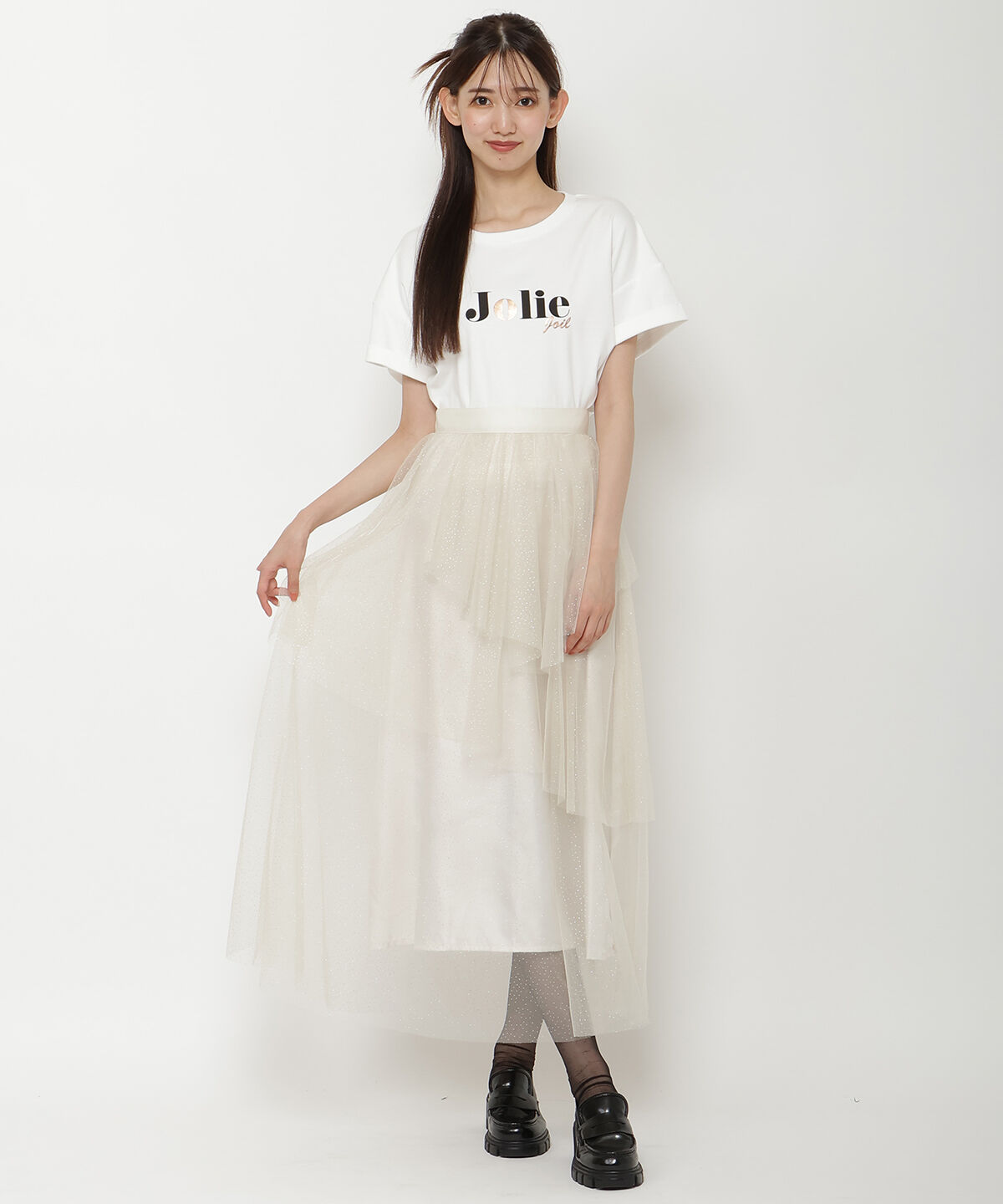 REDYAZEL「ラメチュールアシメティアードスカート」|フレア|