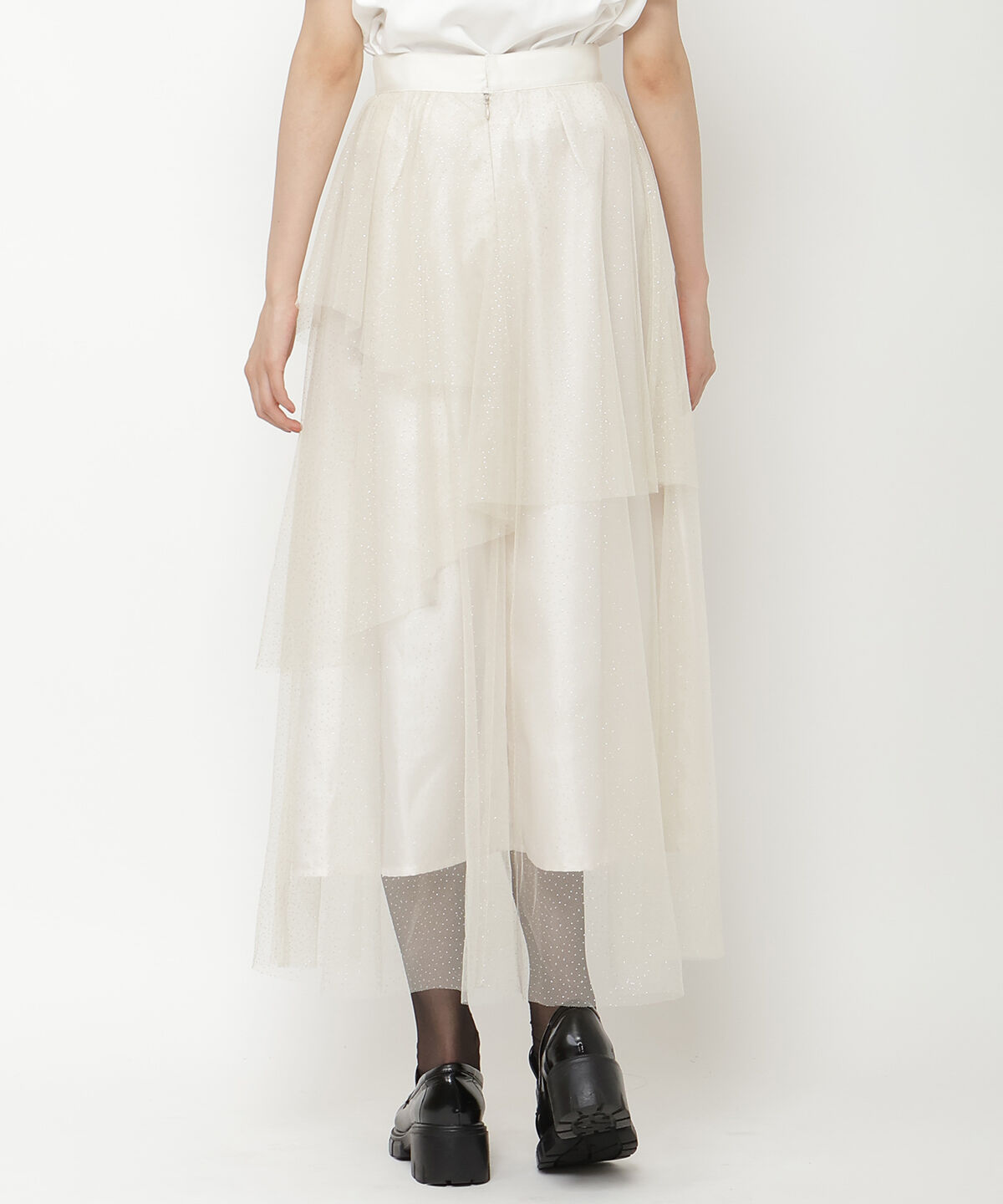 REDYAZEL「ラメチュールアシメティアードスカート」|フレア|