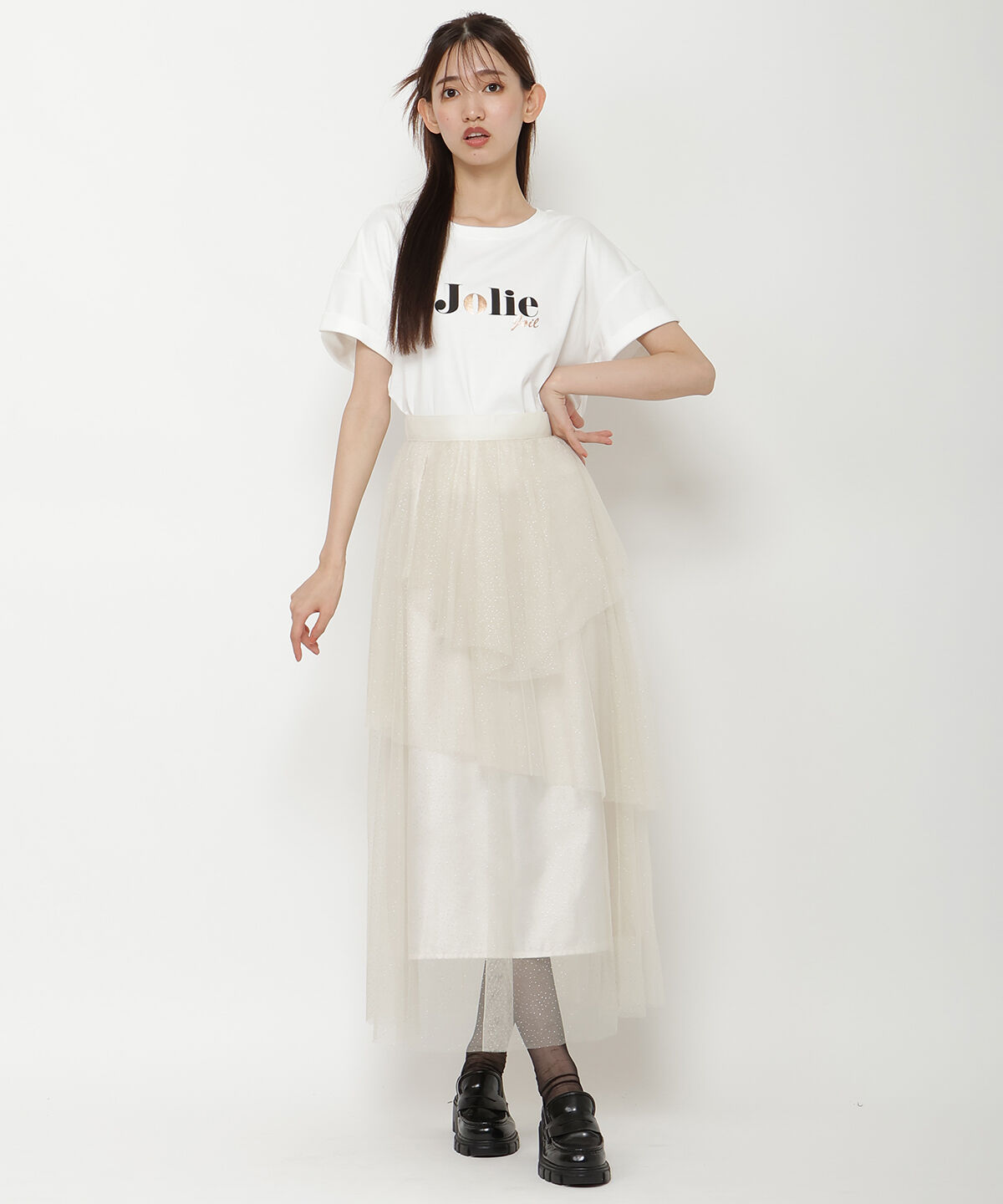 REDYAZEL「ラメチュールアシメティアードスカート」|フレア|