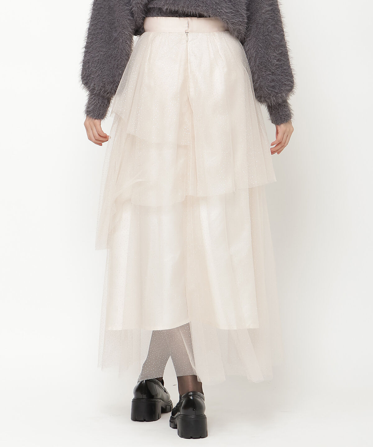 REDYAZEL「ラメチュールアシメティアードスカート」|フレア|