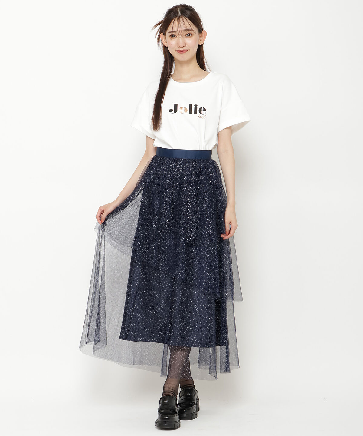 REDYAZEL「ラメチュールアシメティアードスカート」|フレア|